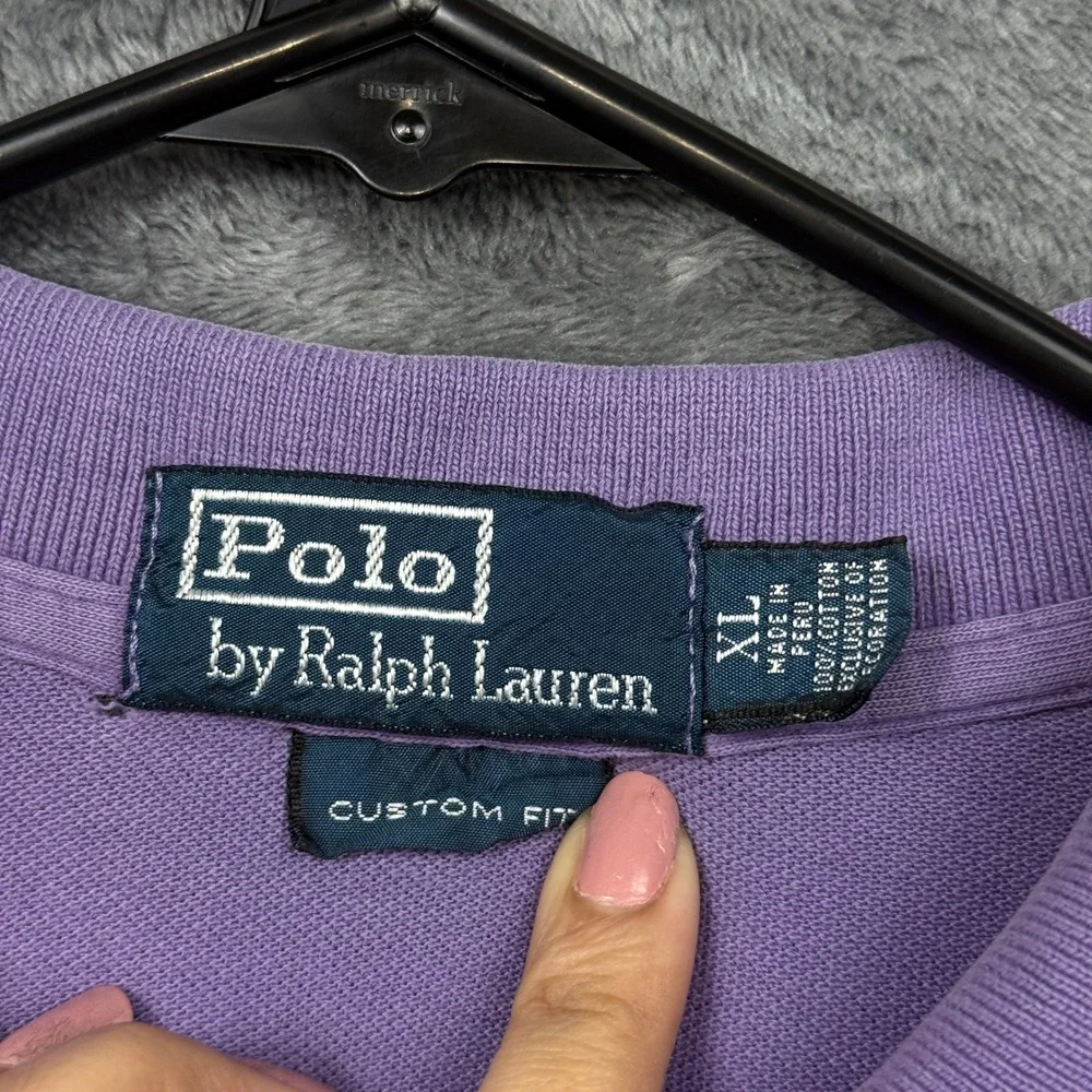 Polo Ralph Lauren Polo Shirt Mens XL Purple Custom Fit Yellow Pony Short Sleeve